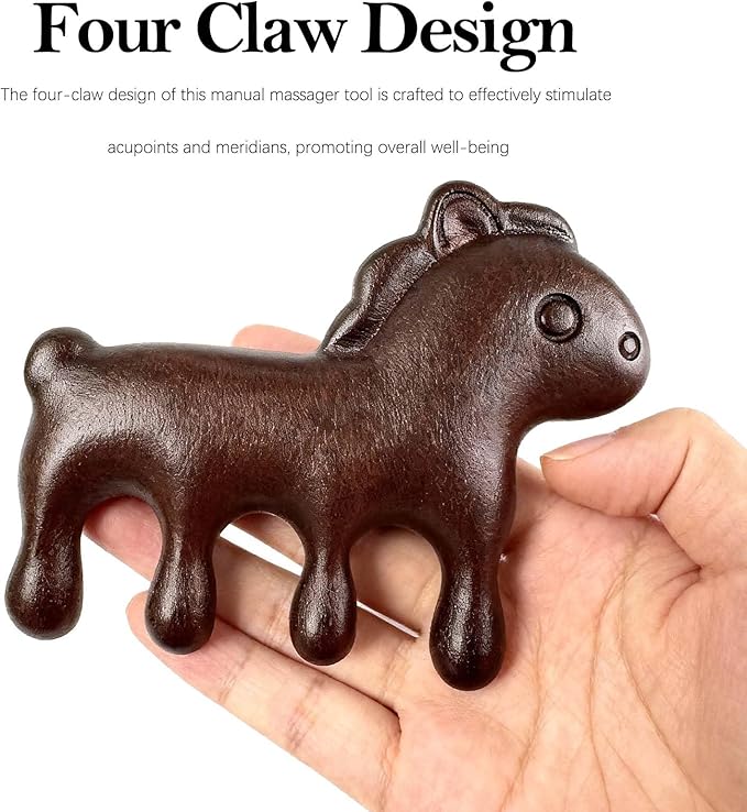Sandalwood Cute Pony Scalp Massager | Wooden Massage Brush - Image 4