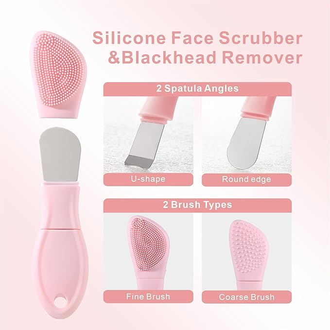 Blackhead Remover & Silicone Face Scrubber, Face Spatula, Facial Cleansing Brush - Image 2