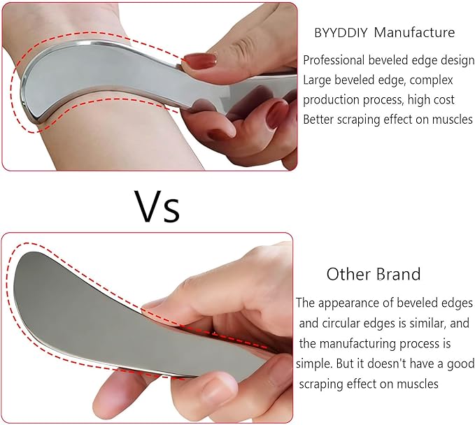 BYYDDIY Stainless Steel Gua Sha Muscle Scraper Tool, Scar Tissue Tool, Physical - Image 2