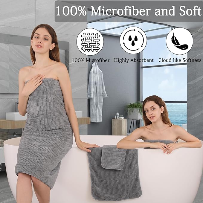 Ycosy 4 Pack Extra Large Microfiber Bath Towels Set, 35x70 inches, Less Lint - Image 4