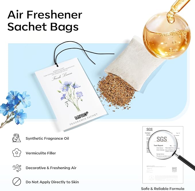 MYARO 12 Pack Fresh Linen Scented Sachets - Image 4