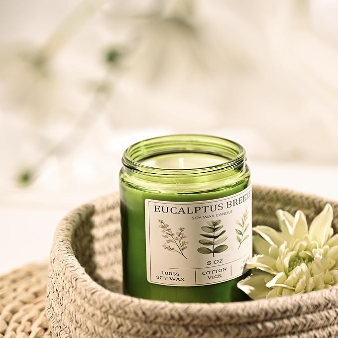 Eucalyptus & Mint Candles for Home Scented, 40 Hours Burn Soy Candle Gift for - Image 8