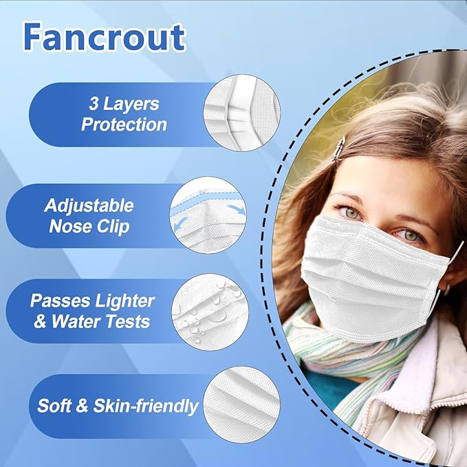 100Pcs White Disposable Face Mask, 3 Ply Masks - Image 3