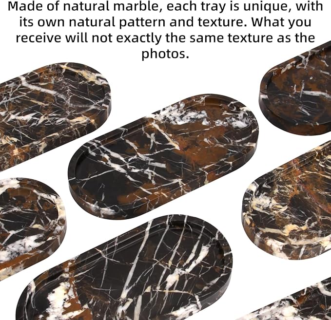 Natural Marble Tray Oval, Bathroom Vanity Tray - Image 4