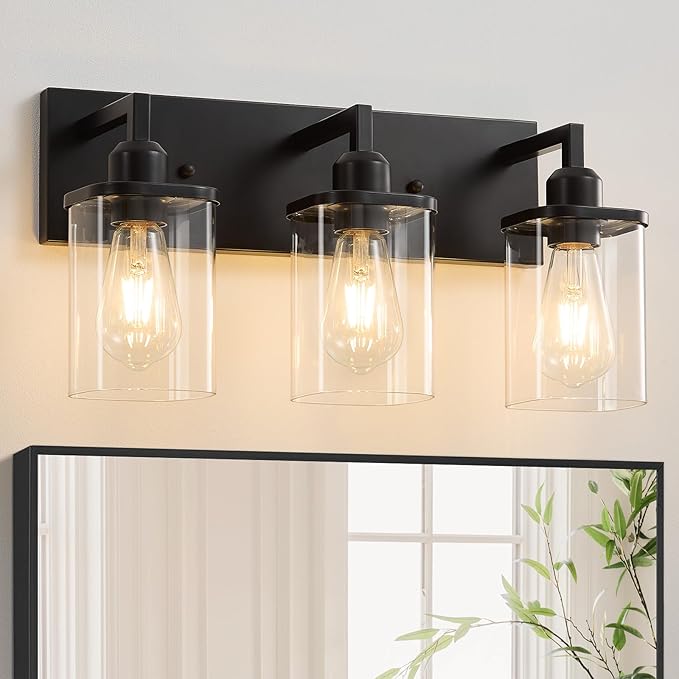 3-Light Bathroom Vanity Light Fixtures, Modern Matte Black Bathroom Lighting by Unknown