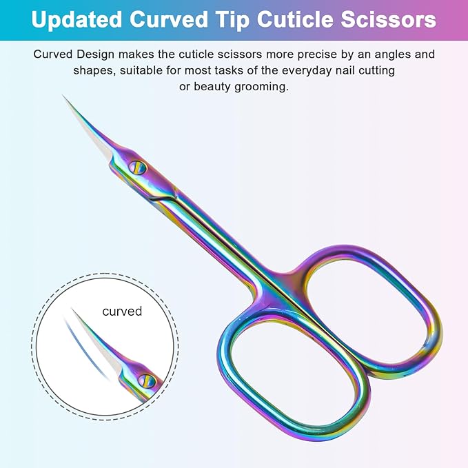 Lermende Cuticle Scissors Extra Fine Curved, Portable Stainless Steel Manicure - Image 3