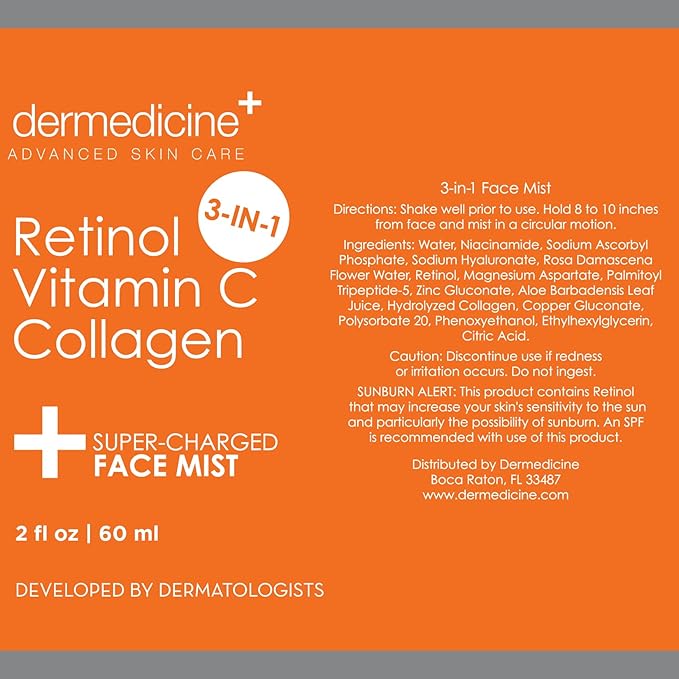 3 in 1 Super-Charged Anti-Aging Face Mist w/Retinol, Vitamin C + Collagen | - Image 4
