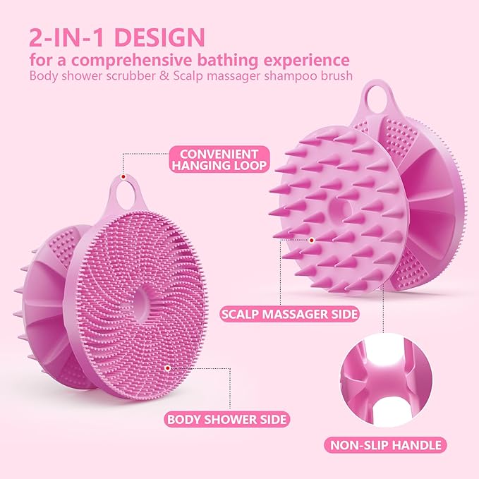 2 in 1 Silicone Brush, BEAUTAIL Body Shower Scrubber and Scalp Hair Massager - Image 2