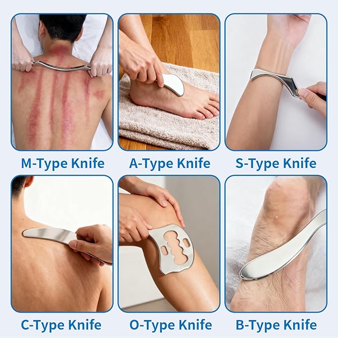 6-Piece Gua Sha Muscle Stainless Steel Scraper Massage Tool Set - Image 4