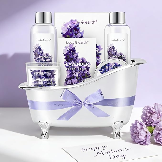 Gift Set for Women Body & Earth Gifts Set Lavender Gift Baskets For Women Bath - Image 2