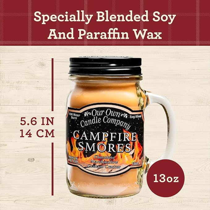 Our Own Candle Company Campfire S’Mores Scented Candle, Mason Jar, Long Lasting - Image 3