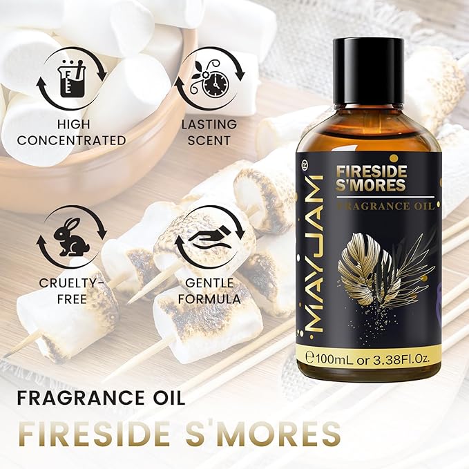 Fireside S'Mores Fragrance Oil Essential Oil, MAYJAM 3.38FL.OZ Fireside S'Mores - Image 2