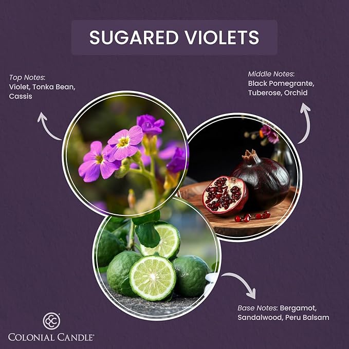 Colonial Candle Sugared Violets Scented Candle Jar, Highly Fragranced Candles - Image 2