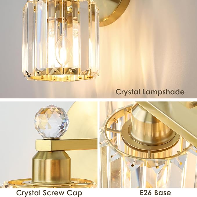 1-Light Gold Bathroom Light Fixtures, Modern Bathroom Vanity Lights Fixture - Image 3
