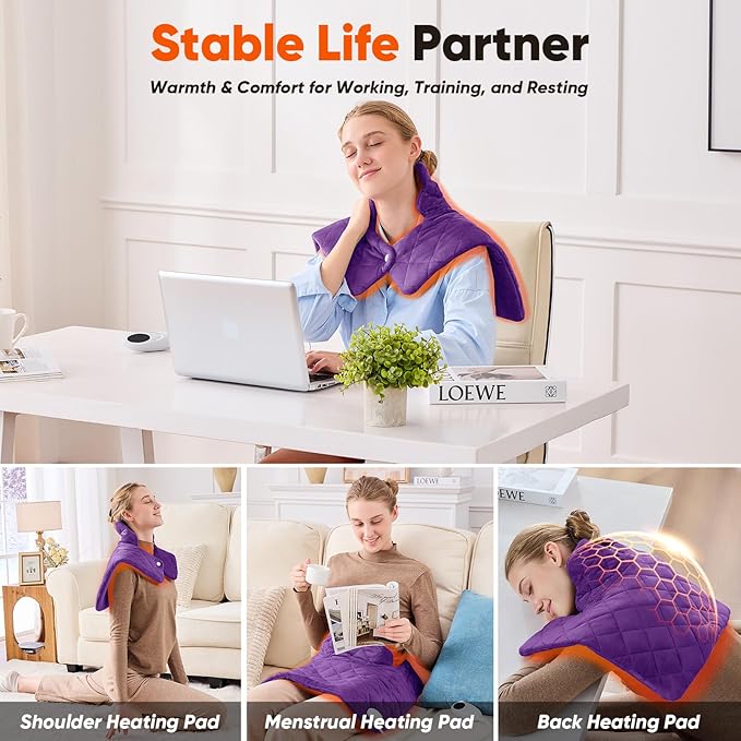 Purple Weighted Heating Pad for Neck Shoulders and Back, Mothers Day Gifts for - Image 6