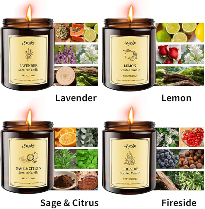 4 Pack 28oz Scented Candles, Soy Wax Jar Candles, Sage & Citrus, Scented Candles - Image 3