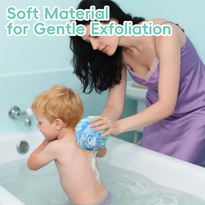 Loofah 4 Pack 75g Extra Large Loofa Set Soft Bath Sponge Thick Body Wash Puffs - Image 3