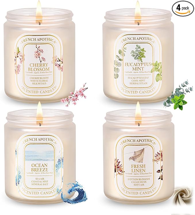 Scented Candle Gift Set, 4 Pack 7oz Natural Soy Wax Aromatherapy Candles by YINUOLIGHT