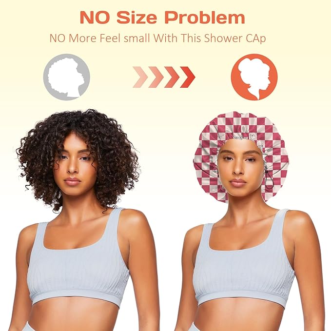 Shower Cap Reusable Double Layer Adjustable Elastic Waterproof EVA Hair Bath - Image 5
