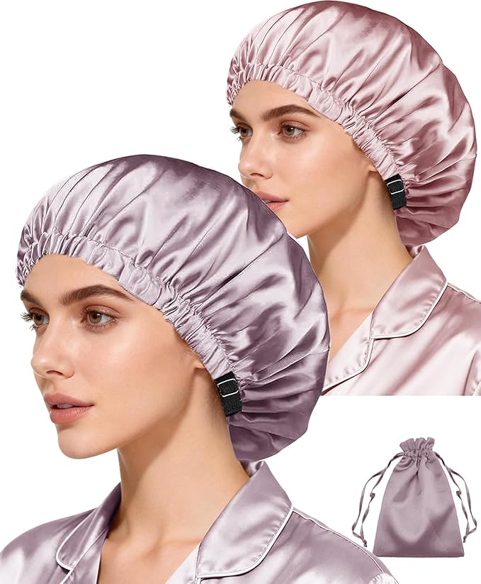 3Pcs Hair Bonnets For Sleeping Satin Bonnet For Women Silk Bonnets Womens Curly by WJingYiJia