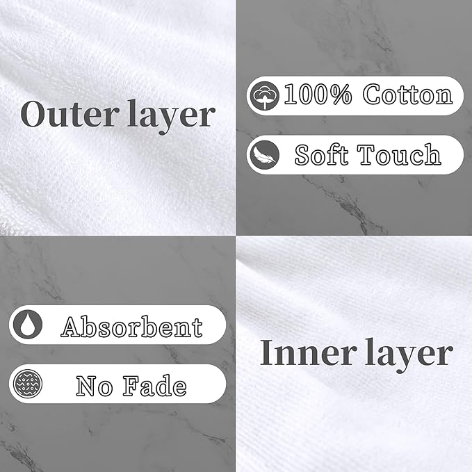 VOOVA & MOVAS White Exfoliating Washcloth 6PC, 8.3"x6.3" - Image 3