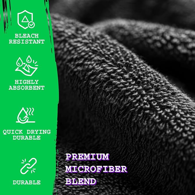 GREEN LIFESTYLE Black Microfiber Bleach Safe Towel Bulk Sets, Premium Spa - Image 6
