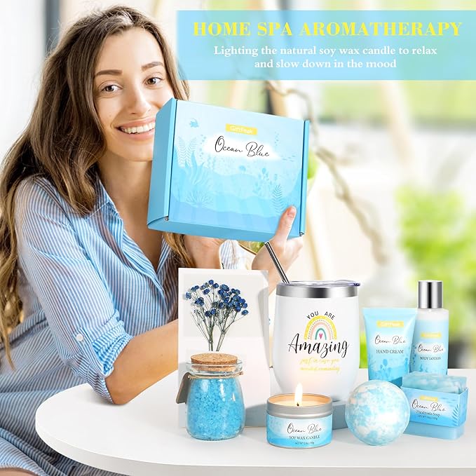 Birthday Gifts for Women, Ocean Scented Relaxing Spa Gift Baskets for Women Mom - Image 6