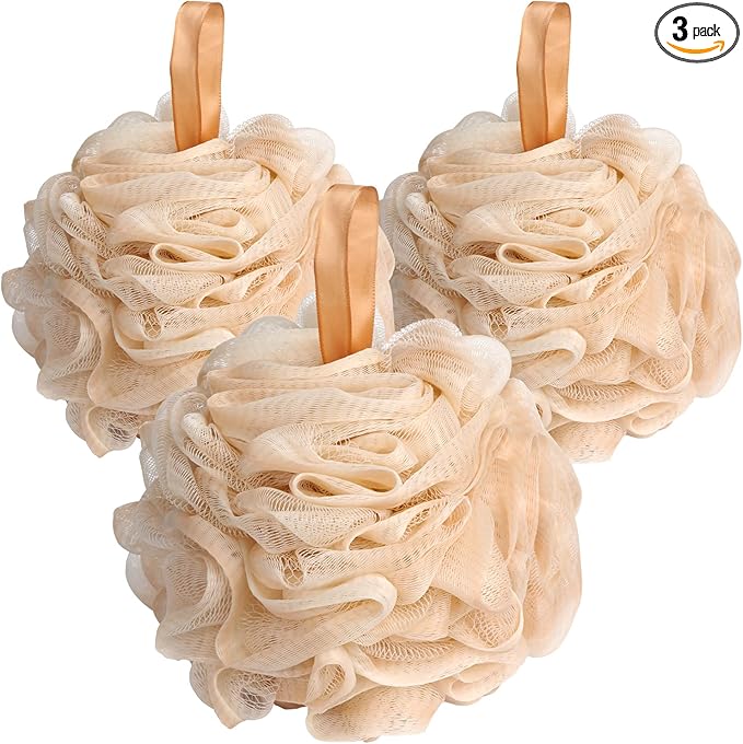 Fishent Loofah - Bath Sponge, 3 Pack 60G Large Shower Mesh Ball Soft Pouf Body by Fishent