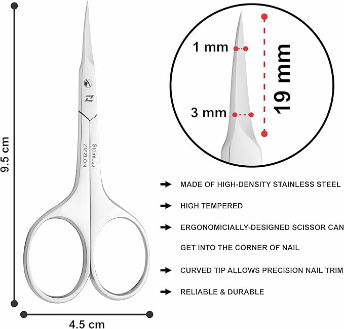 Cuticle Scissors Extra Fine Curved Blade, Extra Slim Scissors - Image 6