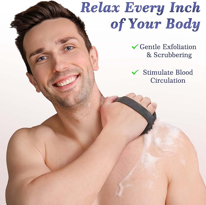 Manmihealth Silicone Back Scrubber & Soft Shower Face Brush Set 4 PCS, - Image 5