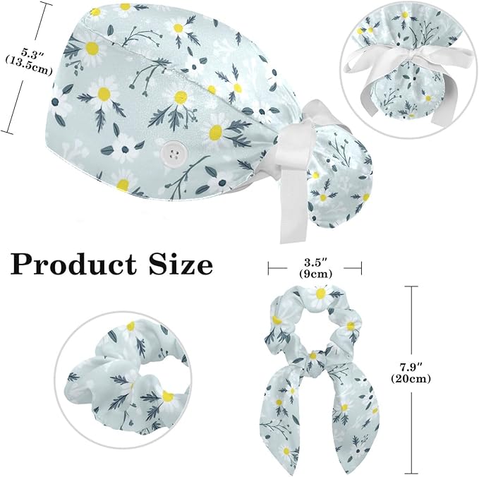 Scrub Caps Women Nursing Hats Floral Flowers - Image 2