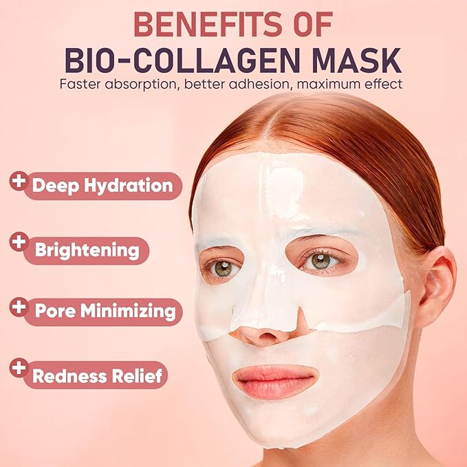 TEAWOO Bio-Collagen Facial Mask 8 EA, Hydrating & Soothing Hydrogel Face Mask - Image 3