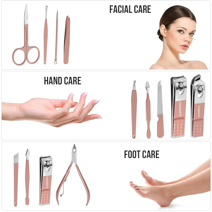 FAMILIFE Manicure Set, Professional Nail Kit Stainless Steel Nail Clipper Set - Image 9