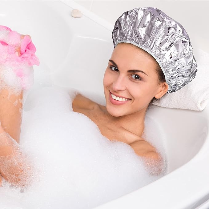 12 Pieces Deep Conditioning Caps Aluminum Foil Reusable Hair Processing Hair - Image 4