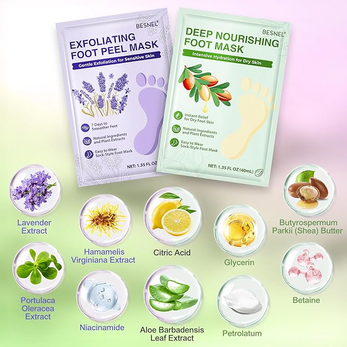 12Pack Moisturizing＆8Pack Foot Peeling Foot Mask, Hydrating Foot Masks Dry - Image 4