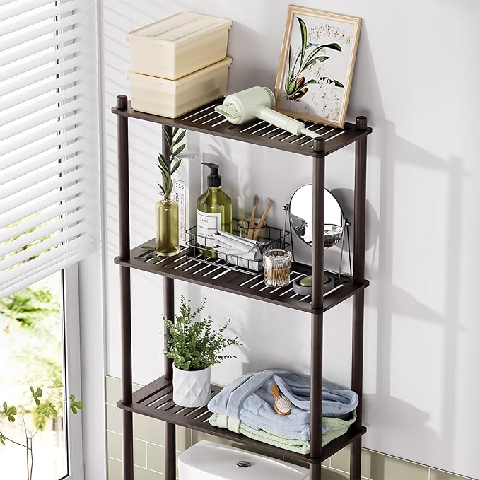 AmazerBath Bamboo Over The Toilet Storage Shelf, Over Toilet Bathroom Organizer - Image 3