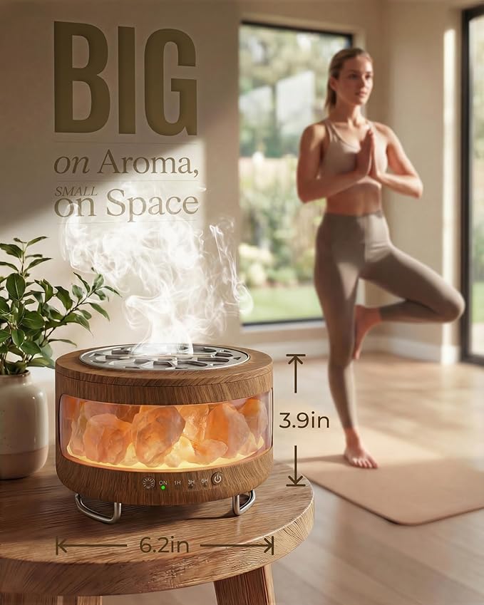 Essential Oil Diffuser with Himalayan Salt Lamp, 350ml Ultrasonic Aromatherapy - Image 5