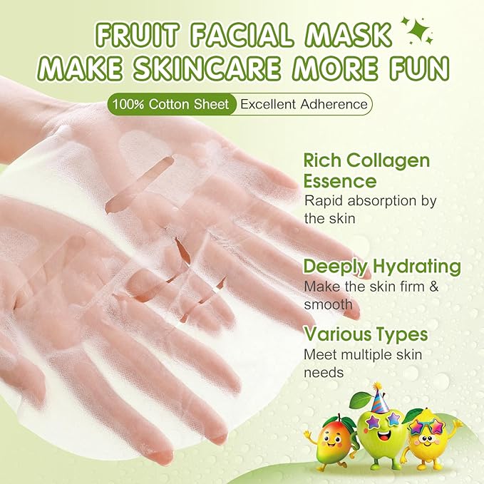 56 Pack Fruit Collagen Face Masks Skincare - Image 2