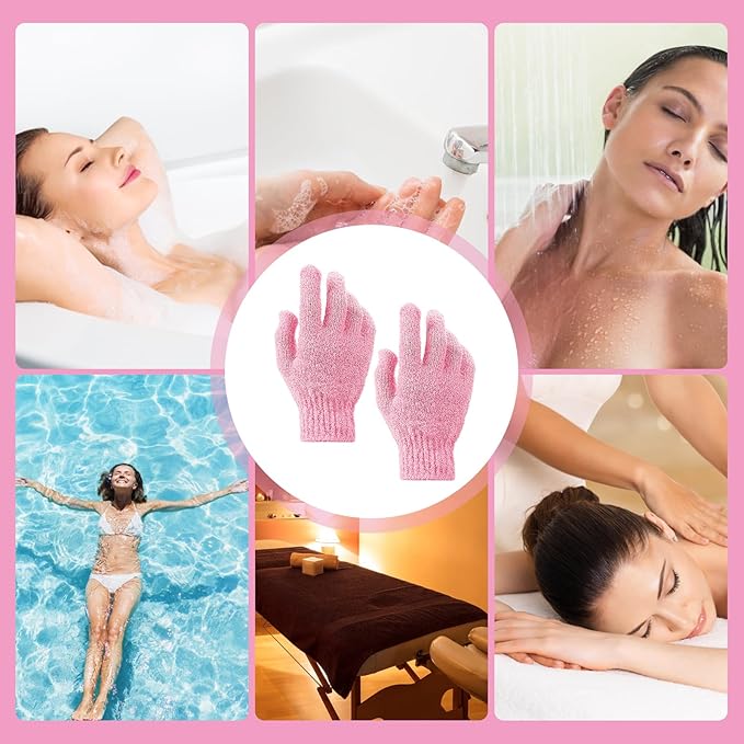 Sibba 2Pcs Exfoliating Wash Gloves Dual Texture Bath Gloves - Image 5