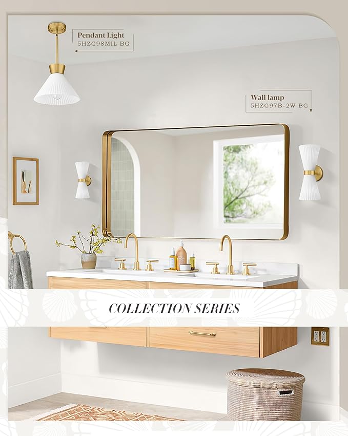 Gold Sconce Wall Lighting, HWH Single Wall Vanity Light Fixture Brushed Gold - Image 6