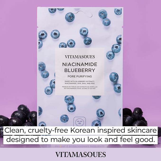 Vitamasques Niacinamide Blueberry Face Sheet Mask 7 Pack - Image 6