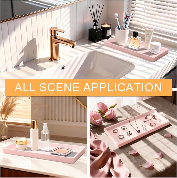 Bathroom Vanity Tray, Silicone 11.8 x 5 Inch Bathroom Counter Tray Decor - Image 6