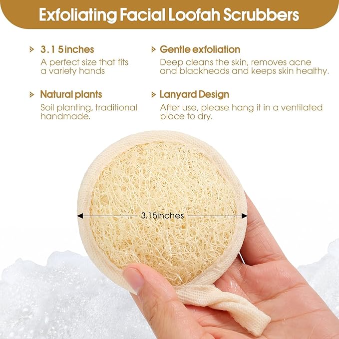 Exfoliating Loofah Sponge Pads Face loofa Brush 6 Pack 3.15 inches Made of 100% - Image 4