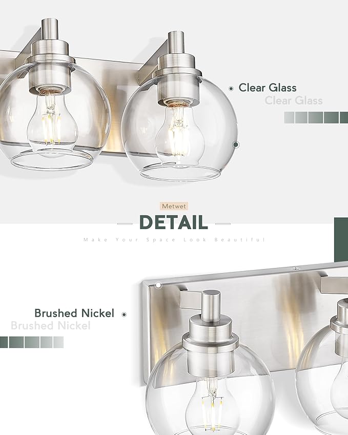 Bathroom Light Fixtures, 5 Light Brushed Nickel Vanity Light, 32 Inch Modern - Image 3