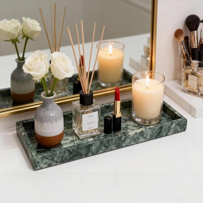 Pure Natural Marble Tray for Bathroom, Sink. Cosmetics, toiletries, etc. can be - Image 6