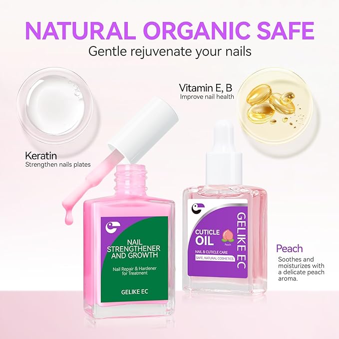 Gelike EC Nail Care Gift Set: Pink Fingernail Nail Growth Treatment & Peach - Image 4