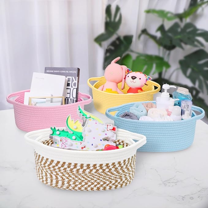 ABenkle Small Basket, Rope Room Shelf Storage Basket, Cat Dog Toys Basket Chest - Image 5