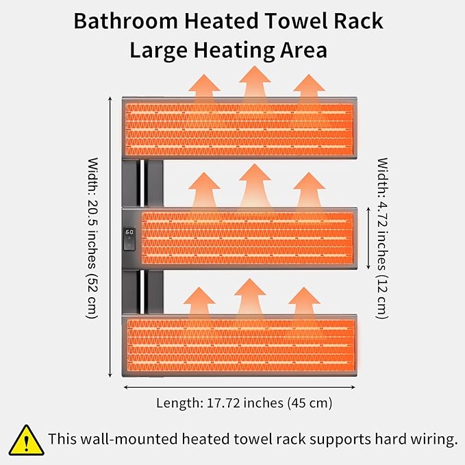 Verida Towel Warmer Rack, Support Hardwired and Plug-in, Wall-Mounted Electric - Image 8