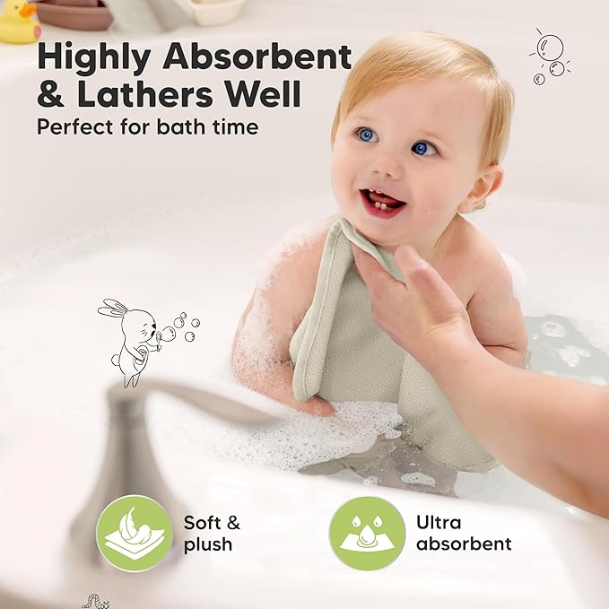 6-Pack Baby Washcloths – Soft Absorbent Viscose from Bamboo Washcloths - Image 3