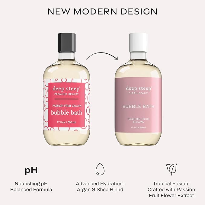 Deep Steep Bubble Bath, Passion Fruit Guava 17 oz – Hypoallergenic, Clinically - Image 3